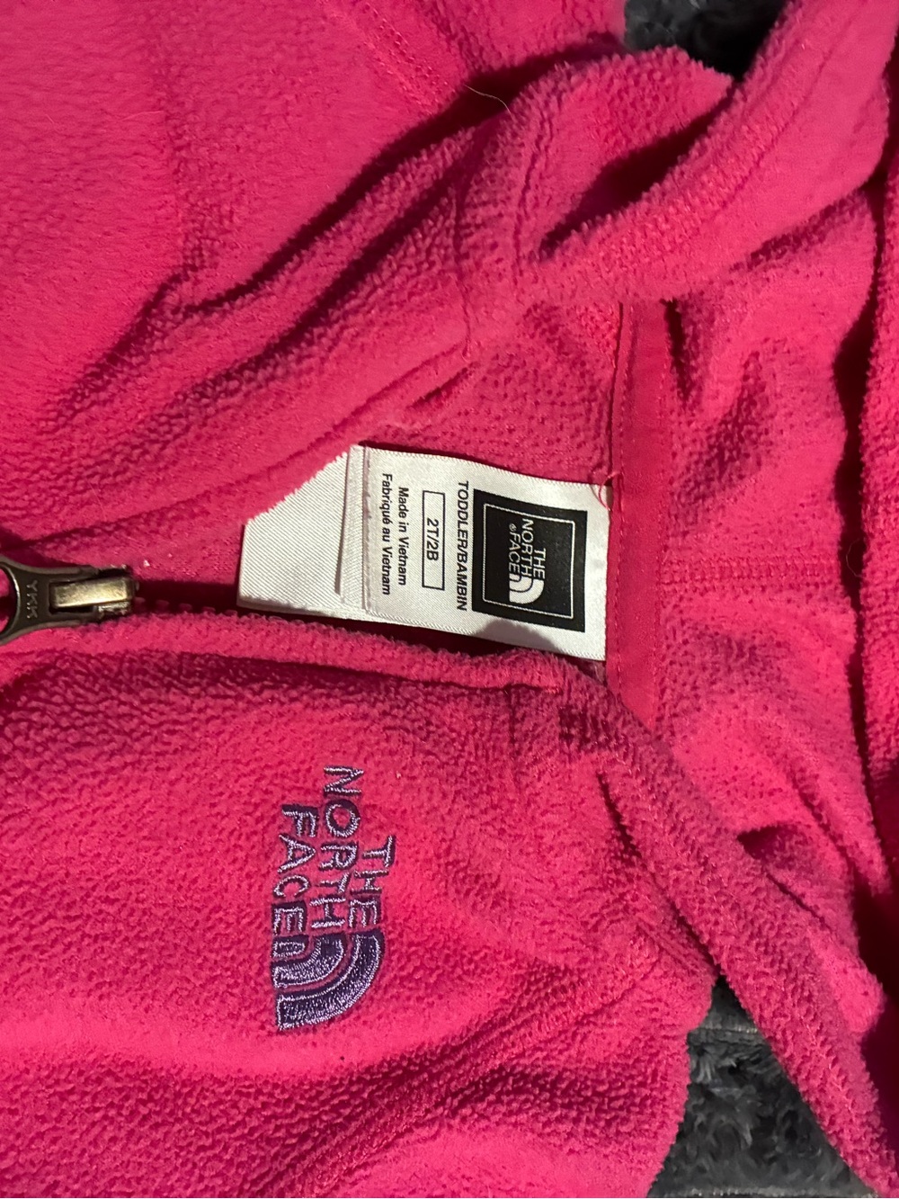 2T Fucia Pink North Face light zipper fleece